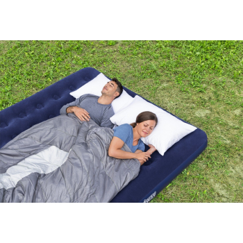 Dmuchany Materac do spania King 2-osobowy flokowany BESTWAY 203x183x22cm + Zestaw naprawczy